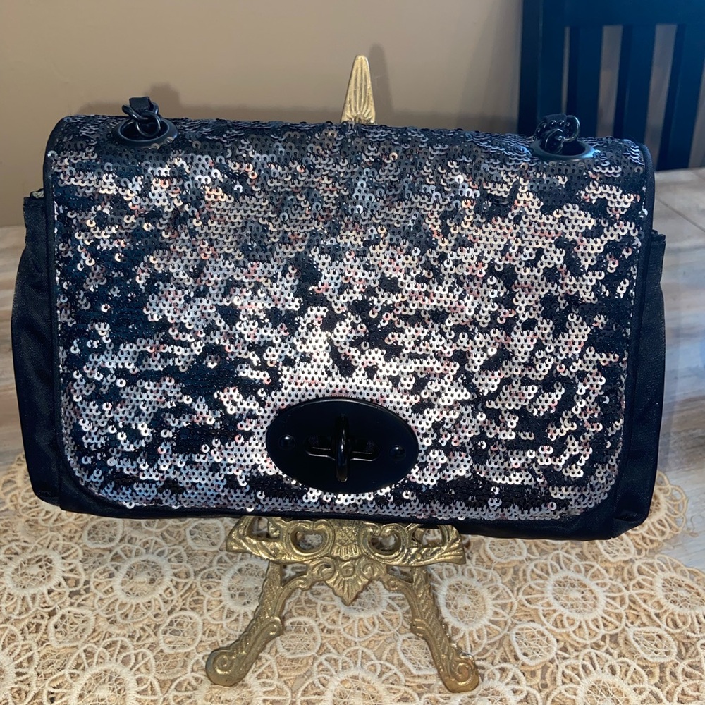 ❤️ Black and Silver Crossbody evening Bag or clutch with Structured Design